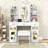 Vanity Table with LED Lighted Mirror, RGB Glass Cabinets, Drawers, Shelves, Power Outlets and Stool-1543539548