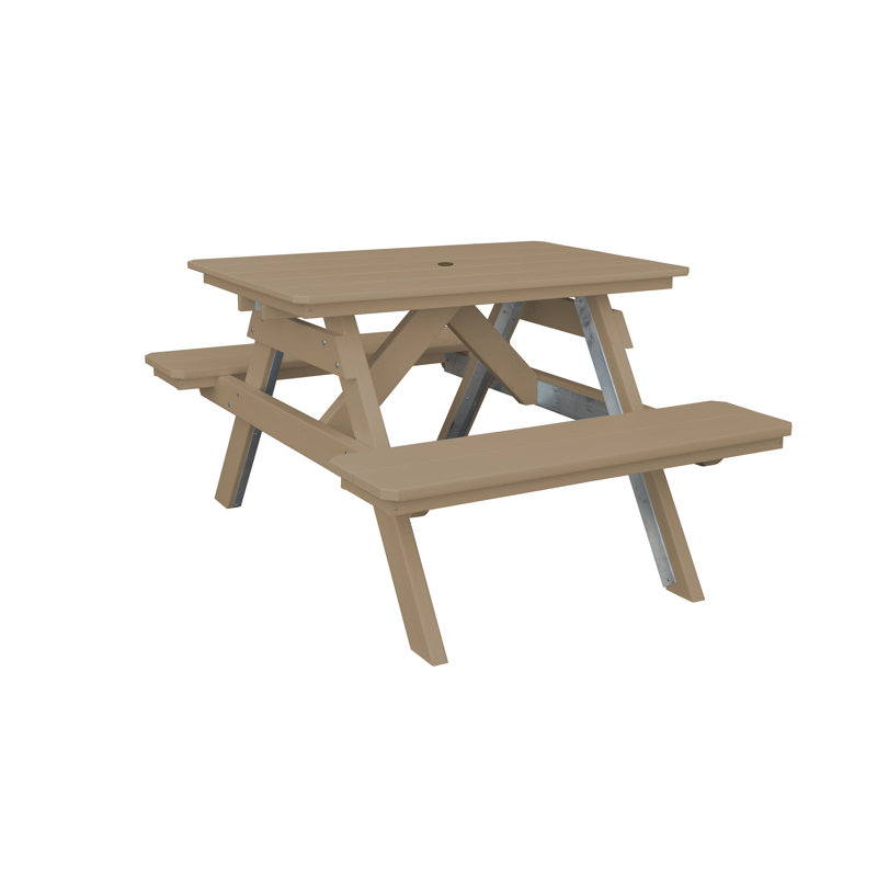 Table de pique-nique rectangulaire, L 44 po x L 60 po, Bois vieilli