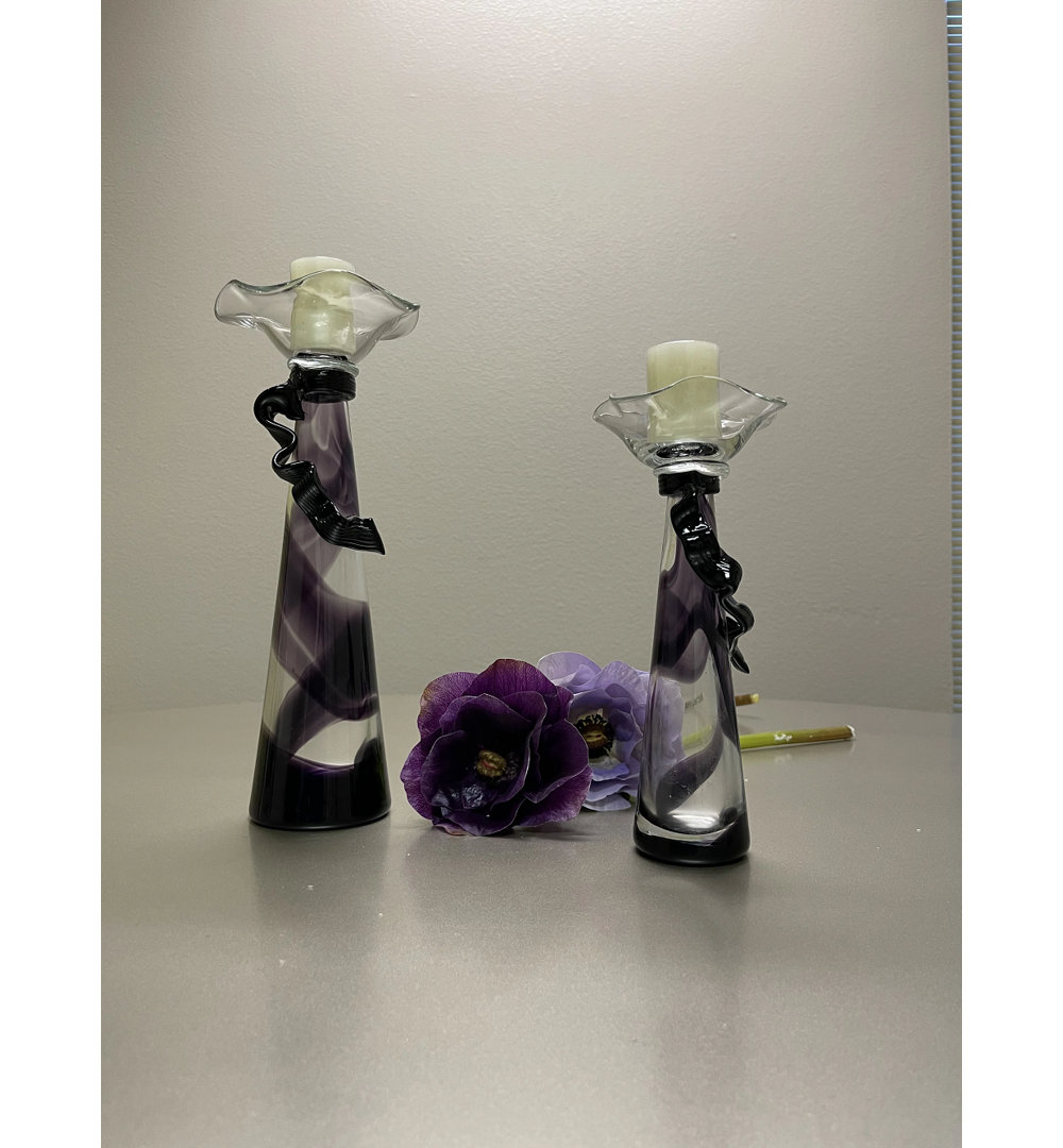 Daggett Glass Tabletop Candlestick with Candle Included Orren Ellis