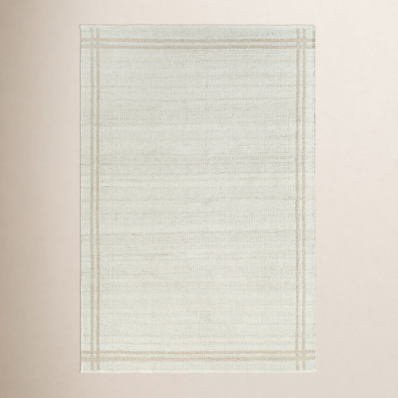 Lavande Geometric Wool Area Rug in Ivory/Tan, Rectangle 8' x 10'