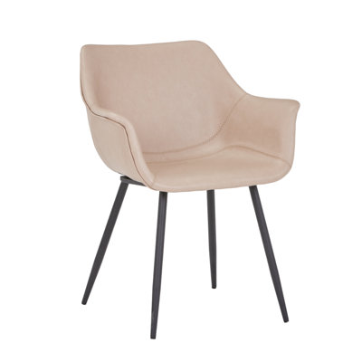 Haglund Leather Dining Chair with Powder-Coated Iron Legs Accent Side Chair Foam Padded Seat Versatile Kitchen Chair for Modern Home and Kitchen
