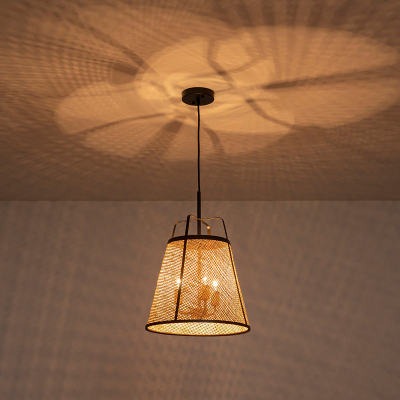 3-Light Airy Woven Cone Pendant, 23.6" H x 16.1" W x 16.1" D