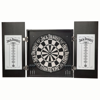 Jack Daniel's Lifestyle Products Indoor Bristle Dartboard and Cabinet Set (Darts Included)