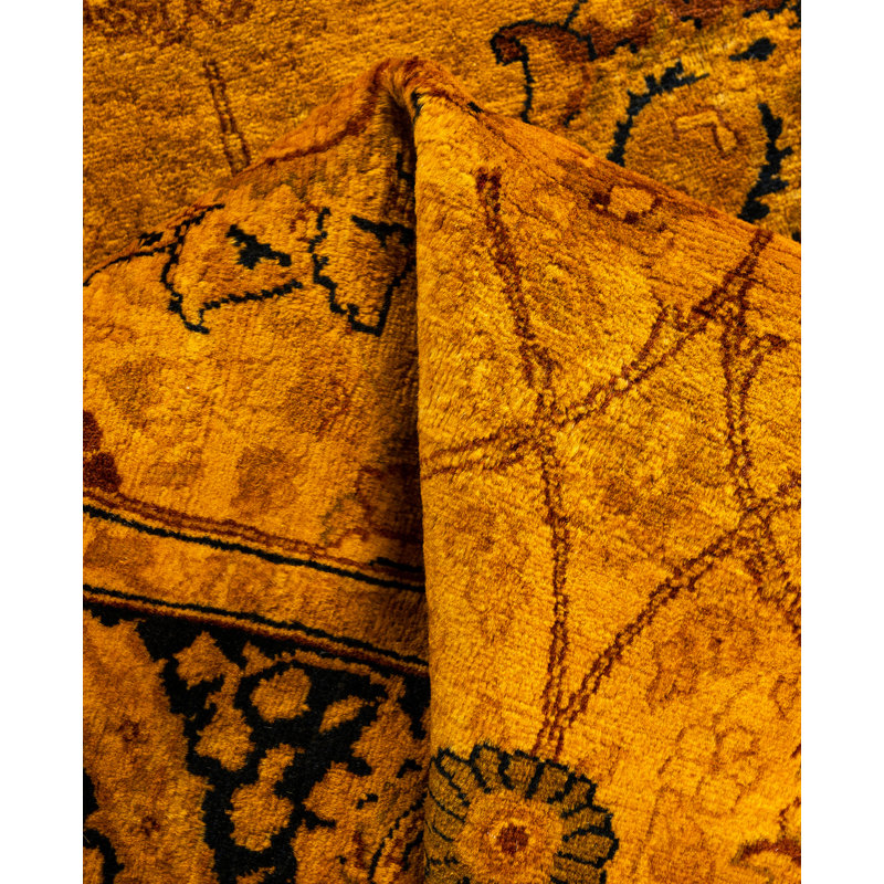 Overdyed Hand-Knotted Wool Modern-Contemporary Gold Runner 3' 0" x 8' 3"