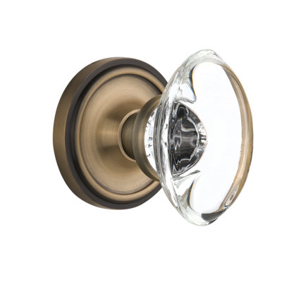 Classic Rosette with Oval Clear Crystal Door Knob