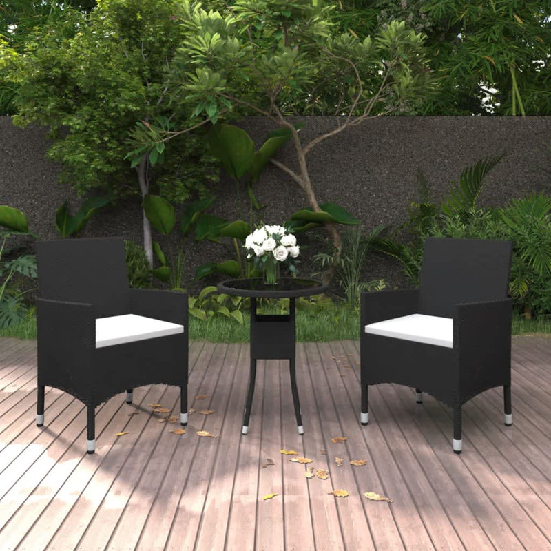Garden Bistro Set Furniture, Black