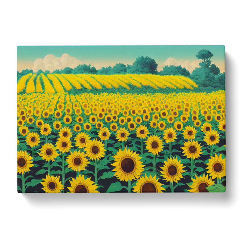 Entrancing Sunflower Field - Wrapped Canvas, 40cm H x 60cm W x 3cm D