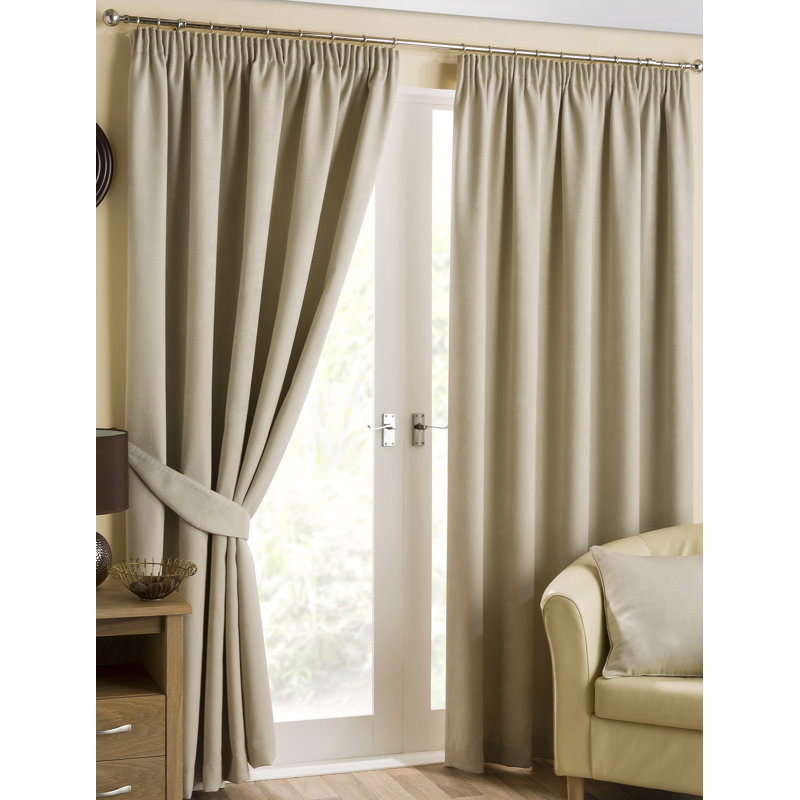 Julie Room Darkening Curtain Pair, Natural, 116 W x 182 D cm
