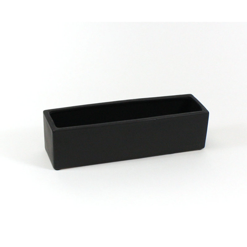 Vase de table rectangulaire long en céramique, Noir, H 4 po x l 14 po x p 4 po