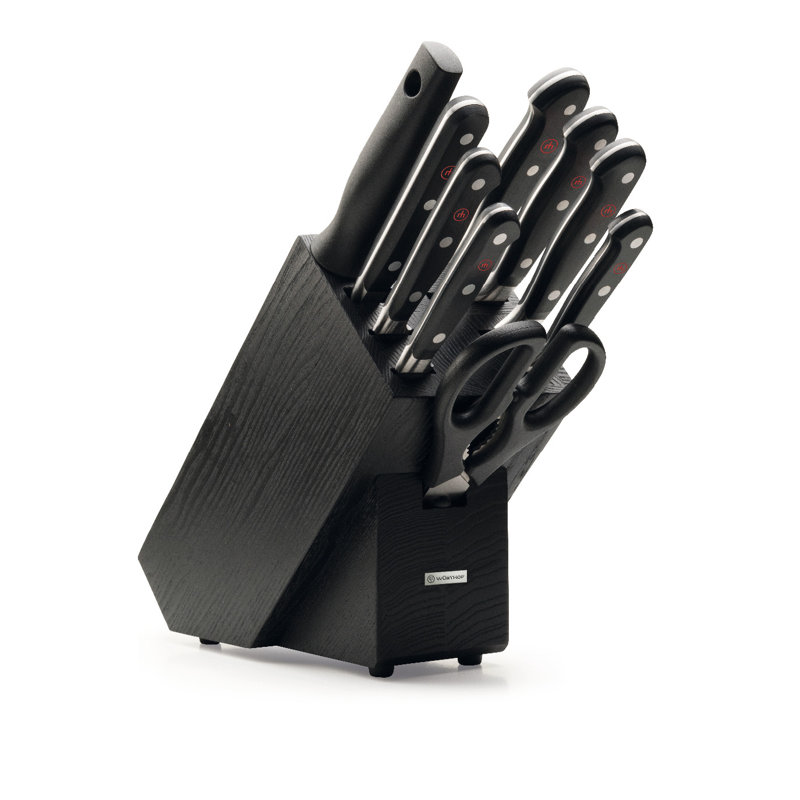 Bloc de couteaux WÜSTHOF Classique de 10 pièces, Bois de frêne noir