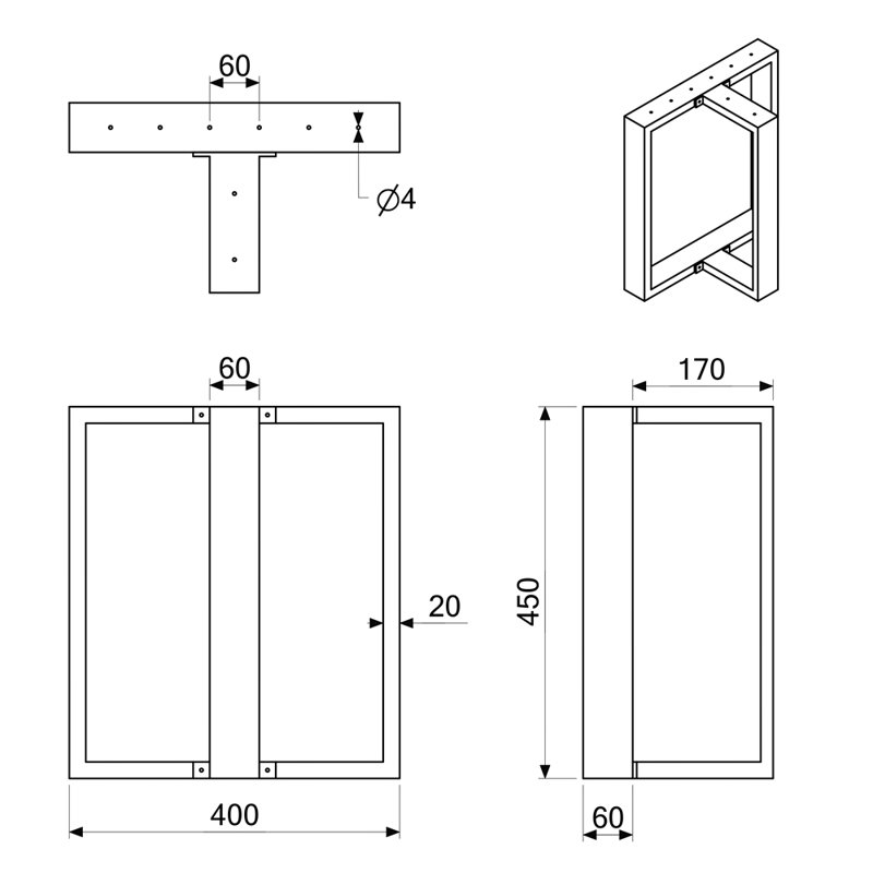 Aidyn-Joseph Table Leg, Steel