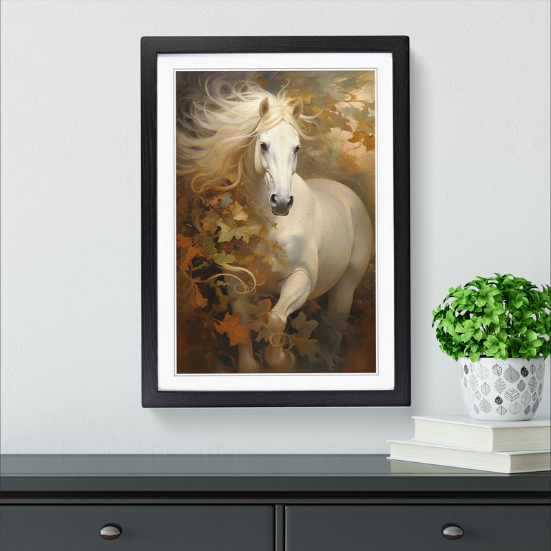 Horse Symbolism No.2 - Single Picture Frame Print on Wood, 46cm H x 34cm W x 2cm D, Black Framed