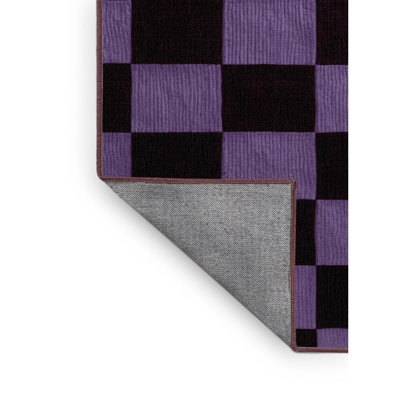 Tapis rouge à carreaux lavable à la machine, Carré 5 pi