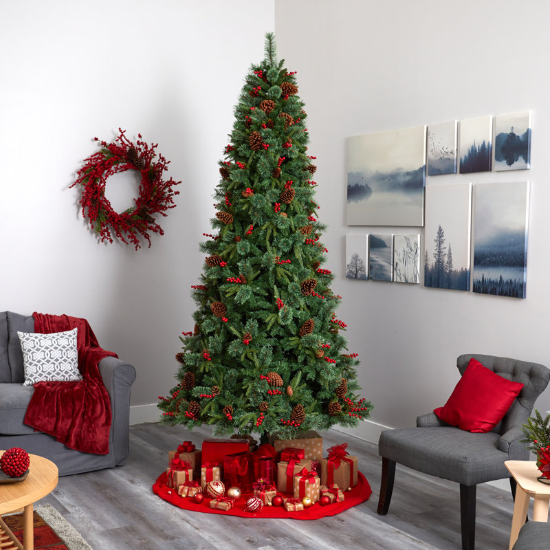 Lighted Artificial Christmas Tree, 9' H