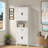 Freestanding Tall Bathroom Cabinet With 1 Drawer, 2 Cabinets, 4 Soft-close Doors, 2 Adjustable Shelves And Open Storage-1360324707