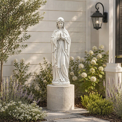 Statue de la Vierge Marie pour jardin, 76 cm (29,9 pouces), sculpture d'extérieur en magnésie résistante aux intempéries, décoration religieuse pour terrasse, pelouse, porche ou jardin commémoratif.