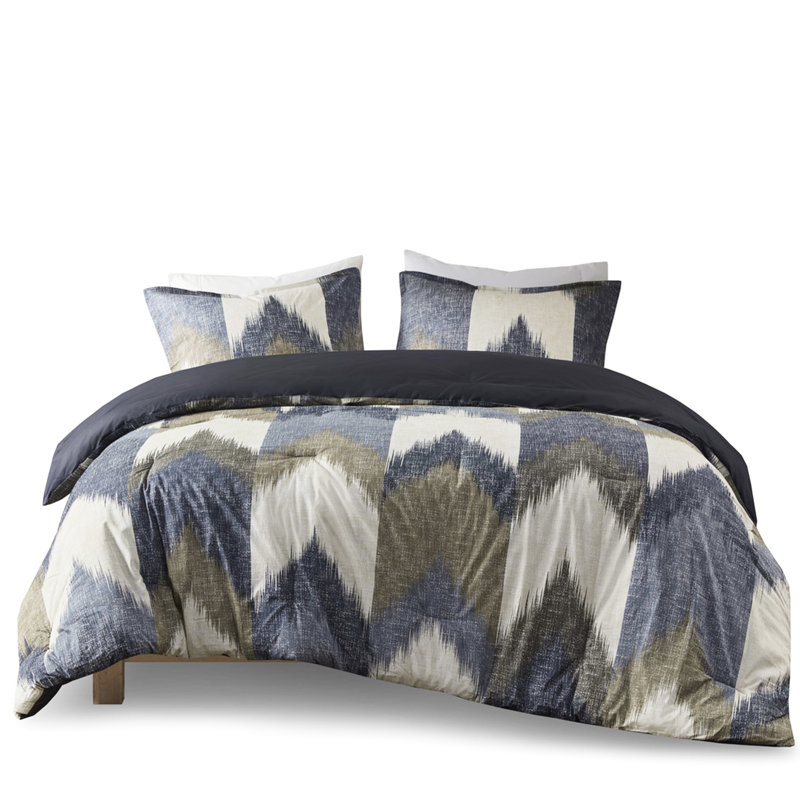 Édredon en coton bleu marine - Double, bourre, imprimé, 2 taies décoratives pour un voyage gracieux, Marine