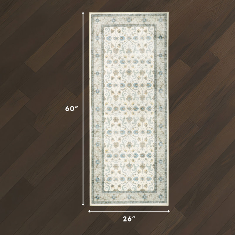 Tapis lavable imprimé en velours Laura Ashley, Sauge, 2 pi 2 po x 5 pi