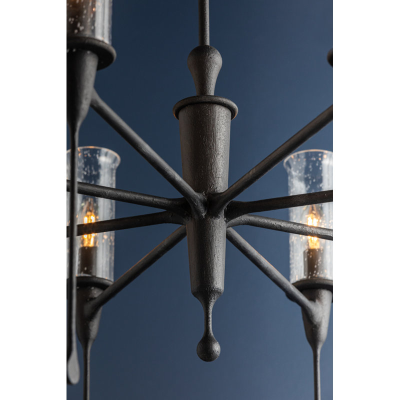 Chisel 8 Light Chandelier, Black Iron
