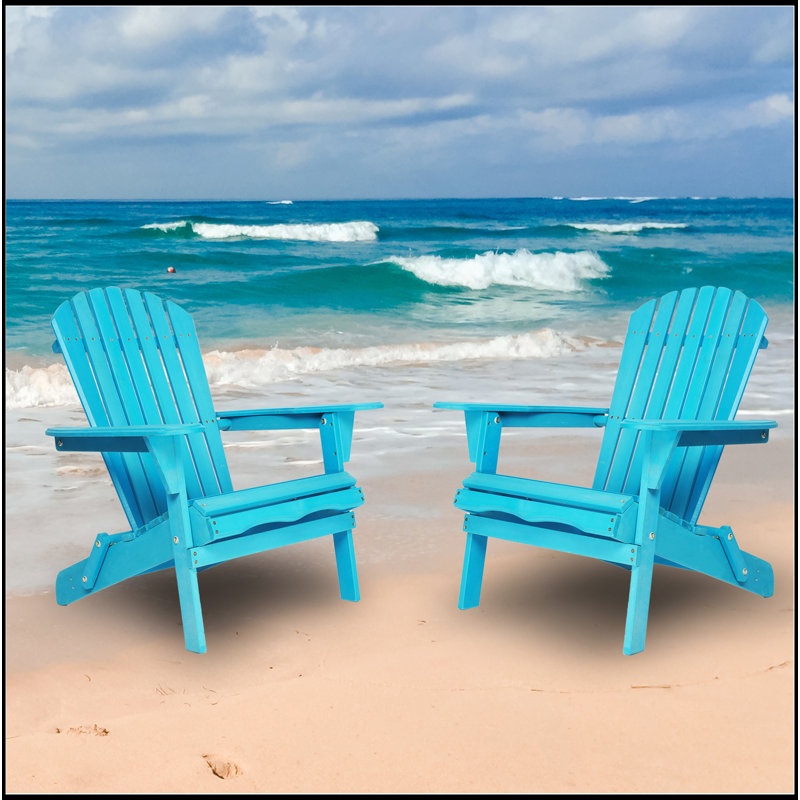 Ensemble de 2 chaises de patio en bois massif en bois de cèdre massif pour le jardin, la pelouse et la cour, Bleu clair