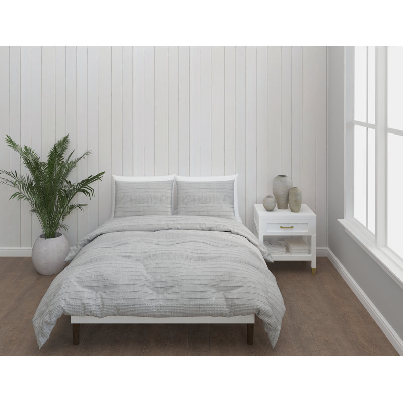  Ensemble d'édredon standard en coton, Édredon simple + 1 Taie décorative, Gris