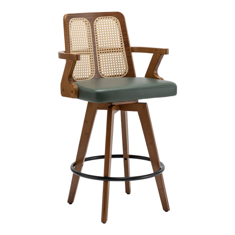 Swivel Bar Stool, Green, Counter Stool (66cm Seat Height)