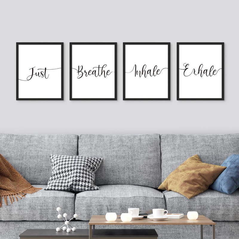 Just Breathe Inhale Exhale, Blanc, H 16 po x l 12 po