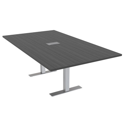 Table de conférence rectangulaire avec base en T en métal | Unité électrique
