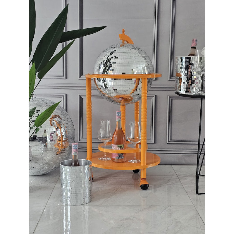 Metal Globe Bar, Orange/Silver 