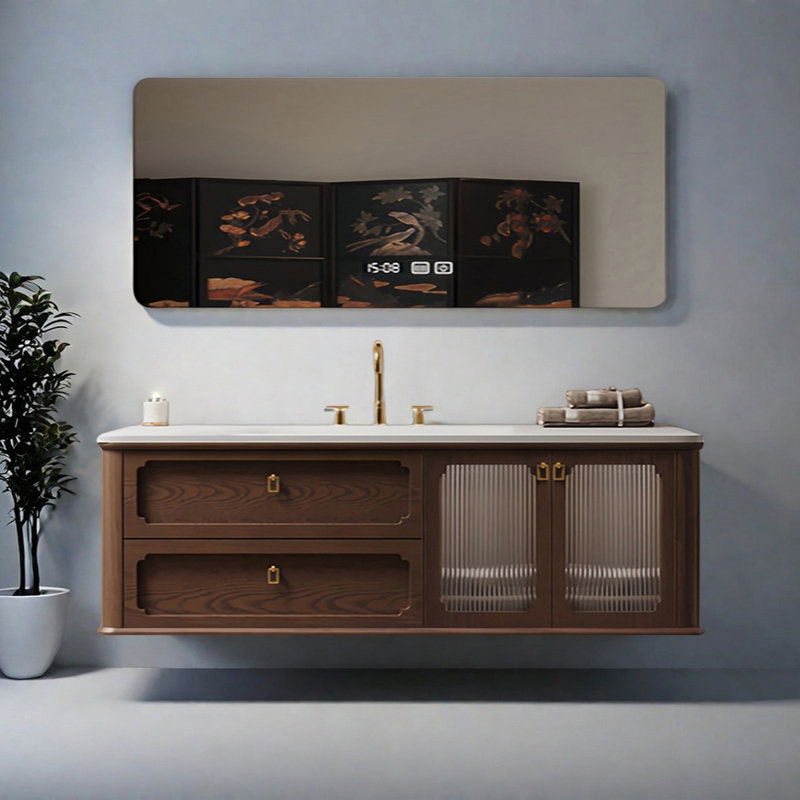 Armoire de salle de bain Wabi-sabi, H 19,68 po x l 66,92 po x P 19,68 po