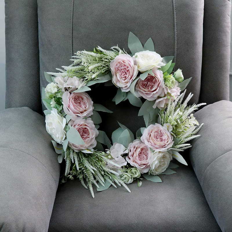 Couronne de rose artificielle 18 pouces Ansuma pour votre porte d'entrée