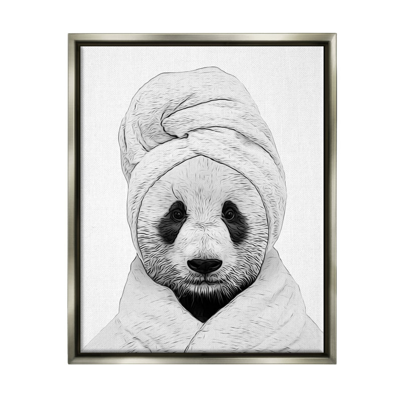 «Panda Bear Wildlife» par Annalisa Latella, H 31 po x l 25 po x P 1,7 po, Cadre flottant gris lustré