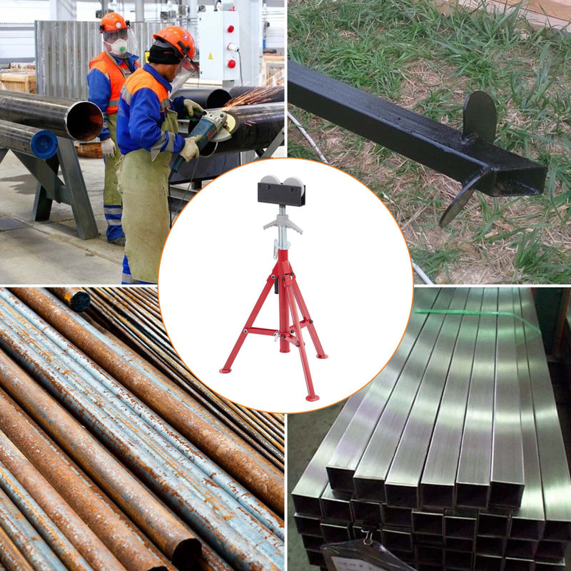 Pipe Stand,  Roller Head Pipe Jack Stand, 28"-52" Adjustable Height 2500 Lb Capacity, Portable Folding Pipe Supporting for Welding