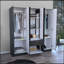 Armoire à six portes Mitu, sept tablettes intérieures, un tiroir, tringle noire / blanche-673368048