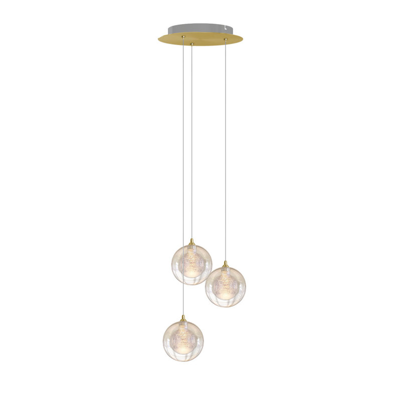 Riverdale 3 - Light Cluster Pendant, Brushed Brass