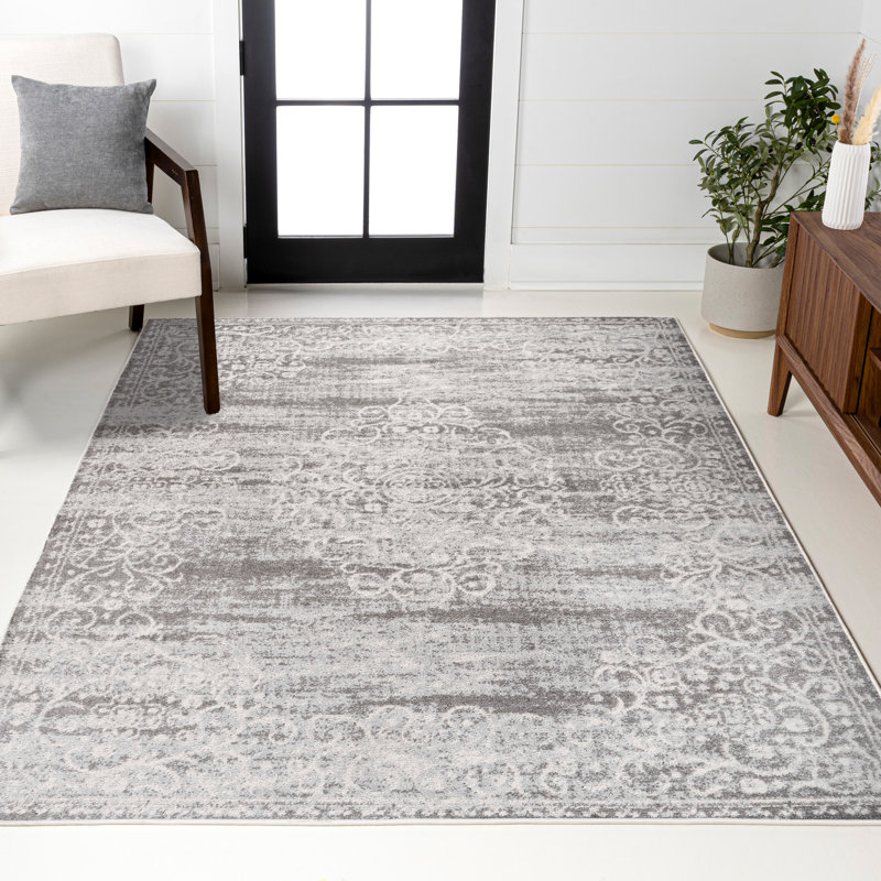 Tapis gris clair / crème Downham Filigree Medallion, Rectangle 5 pi 3 po x 7 pi 6 po
