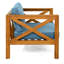 Fauteuil club d'extérieur en bois 4 pièces avec coussins en tissu imperméable bleu, finition idéale pour les terrasses et les patios