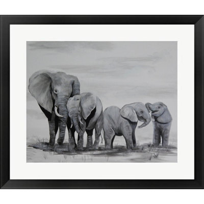 «Elephant Parade», reproduction de peinture acrylique sur papier encadrée