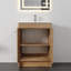 Ensemble de meuble-lavabo simple autoportant avec lavabo en céramique blanche Grove, 2 portes à fermeture douce et 1 tablette réglable, ensemble de meuble-lavabo sur pied en chêne naturel-401781681