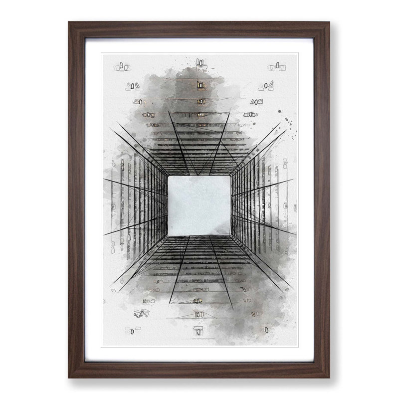 Sketching the Architecture Vol.57 - Picture Frame Drawing Print, Walnut Framed, 65cm H x 48cm W x 2cm D