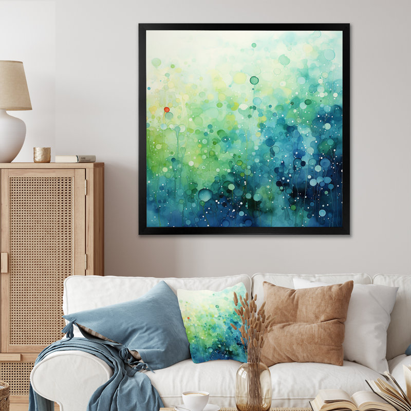 Misty Meadow II - Abstract Landscape Canvas Prints, H 16 po x l 16 po x P 1 po, Cadre photo noir