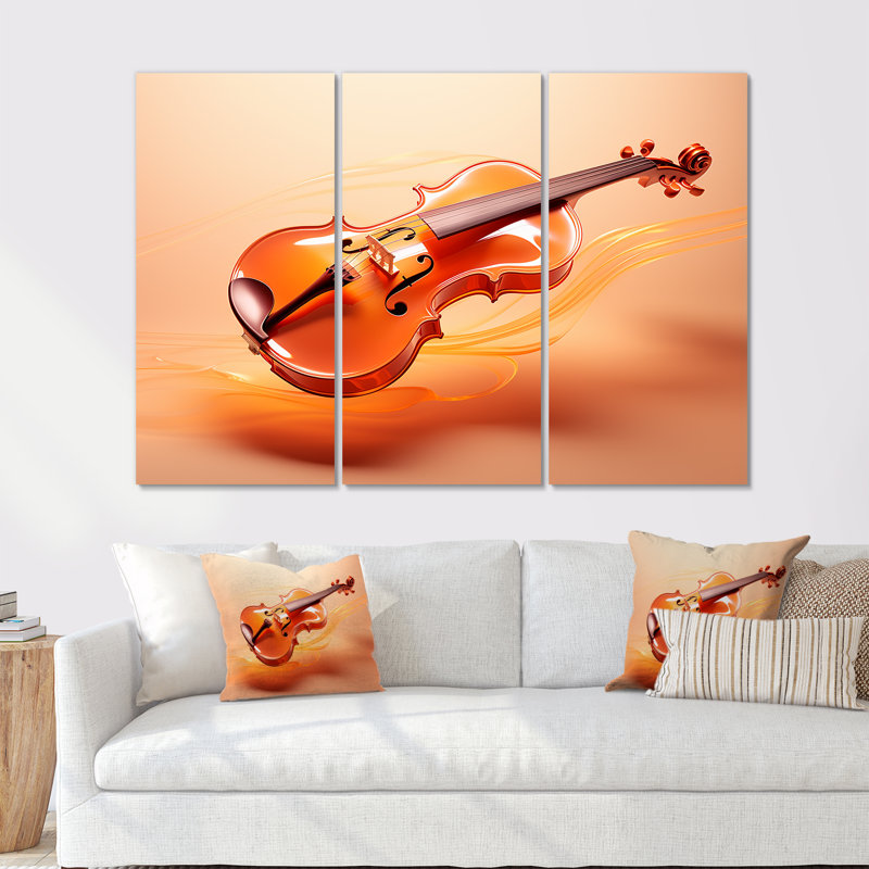 «Vibrant Violin Auburn Elegance IV», ensemble d'art mural sur toile, H 28 po x l 36 po x P 1 po