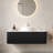 Dina 48" Bathroom Vanity With Sink, Wall-mounted Floating Curved Edges Striped Bathroom Storage Cabinet With 2 Drawers, White Round Ceramic Basin, No Faucet, Pre-assembled, black color-152114857