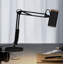 Lampe de bureau à bras articulé en métal de 79 cm avec accent en bois, grande lampe de table réglable, lampe de bureau haute avec interrupteur marche/arrêt, noire, culot E26 25 W max.-427666907