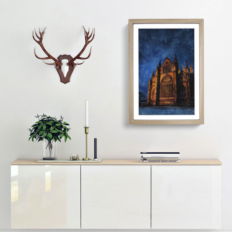 Lincoln Cathedral in England - Framed Print, Oak Framed, 87cm H x 62cm W x 2cm D