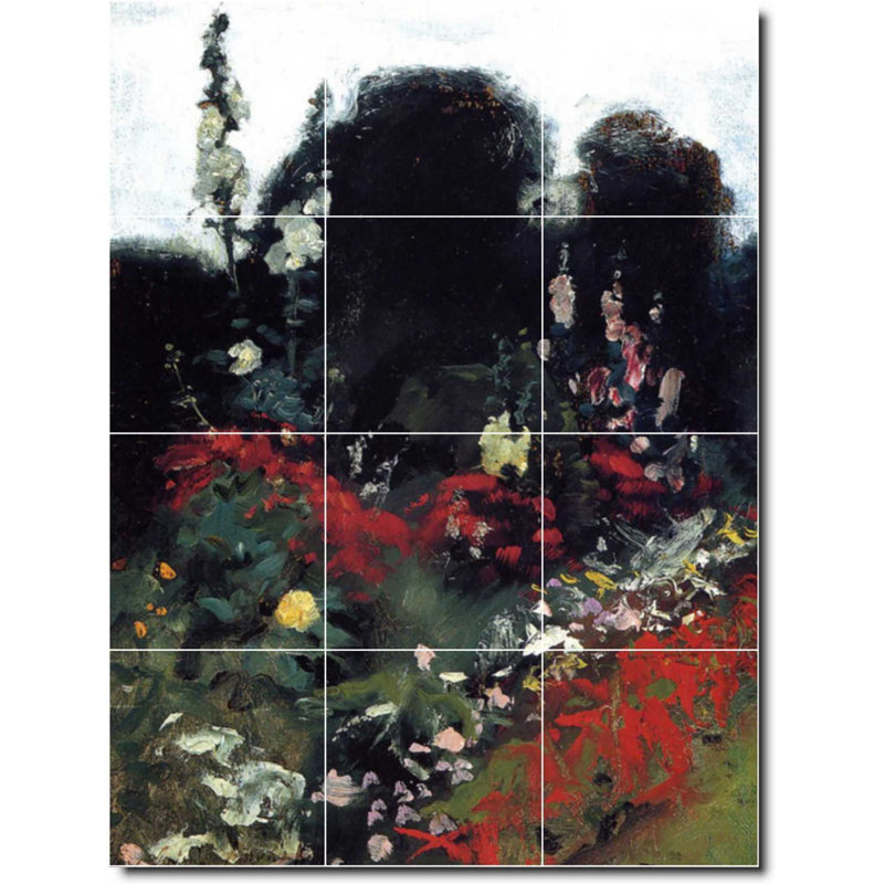 Carreau de céramique décorative 12,75 po x 17 po 4,25 po x 4,25 po, Peinture de jardin John Sargent W07925