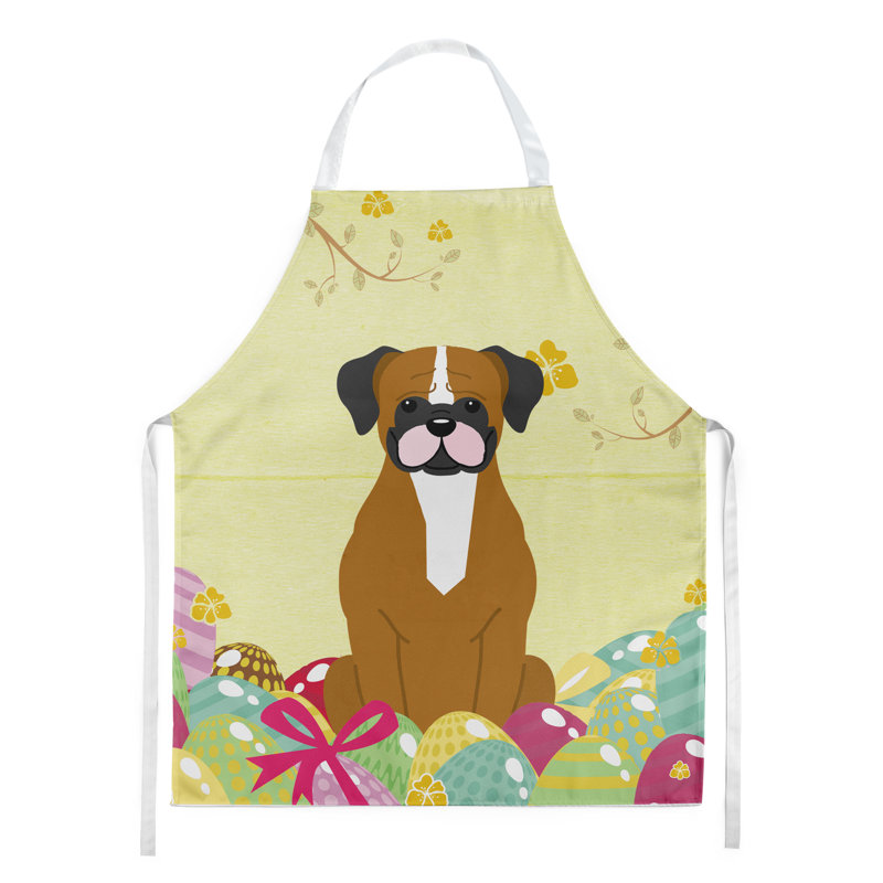 Tablier œufs de pâques, Blond / fauve, Boxer fauve et blanc