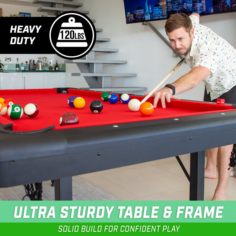 6ft Red Alloy Steel Foldable Billiards Game Table