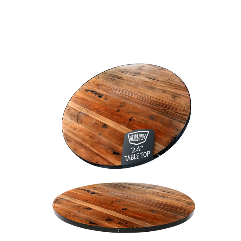 The Rustic Prairie Round Table Top with Metal Edge , 1.5" H x 24" L x 24" W
