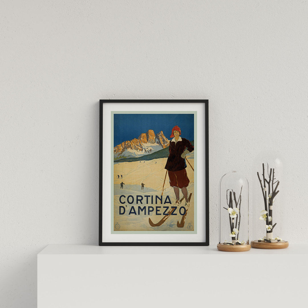 Vintage Travel Poster Cortina D'Ampezzo by Vouvart - Single Picture Frame Print